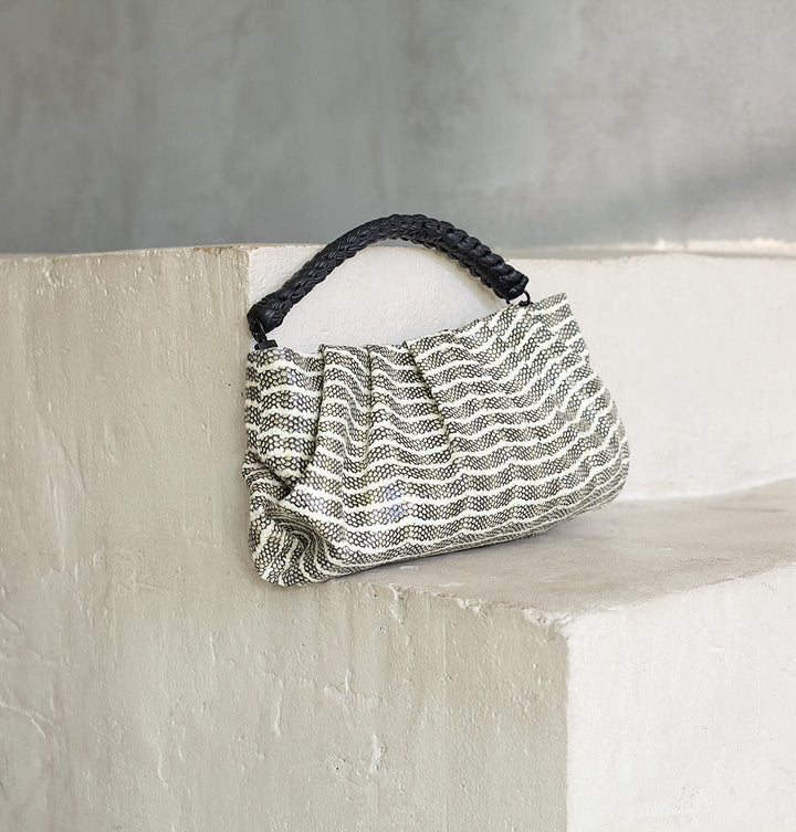 Daniella Lehavi Bali Braided Landscape Bag in Cream available at Barbara Katz