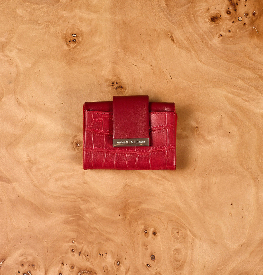 Daniella Lehavi Frida Small Wallet in Red Croco available at Barbara Katz