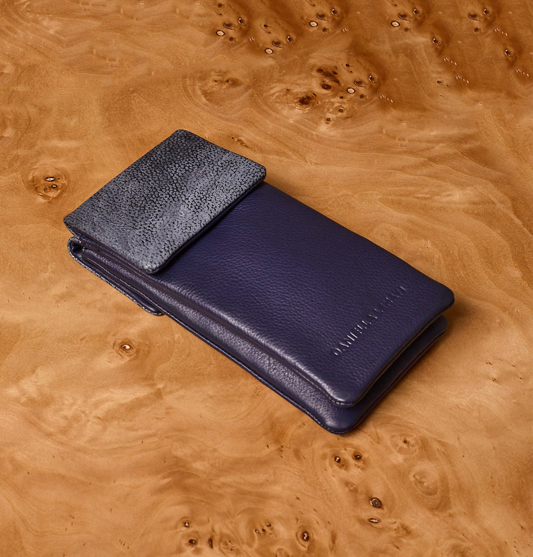 Daniella Lehavi Iris Double Glasses Case in Cloudy Navy available at Barbara Katz