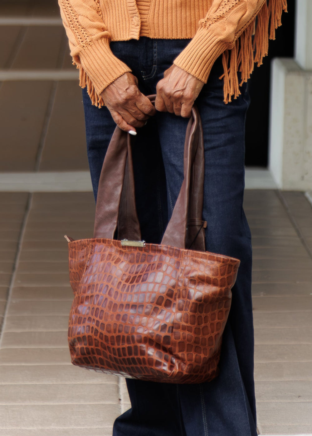 Daniella Lehavi Nadia Tote Bag in Brown Mosaic available at Barbara Katz