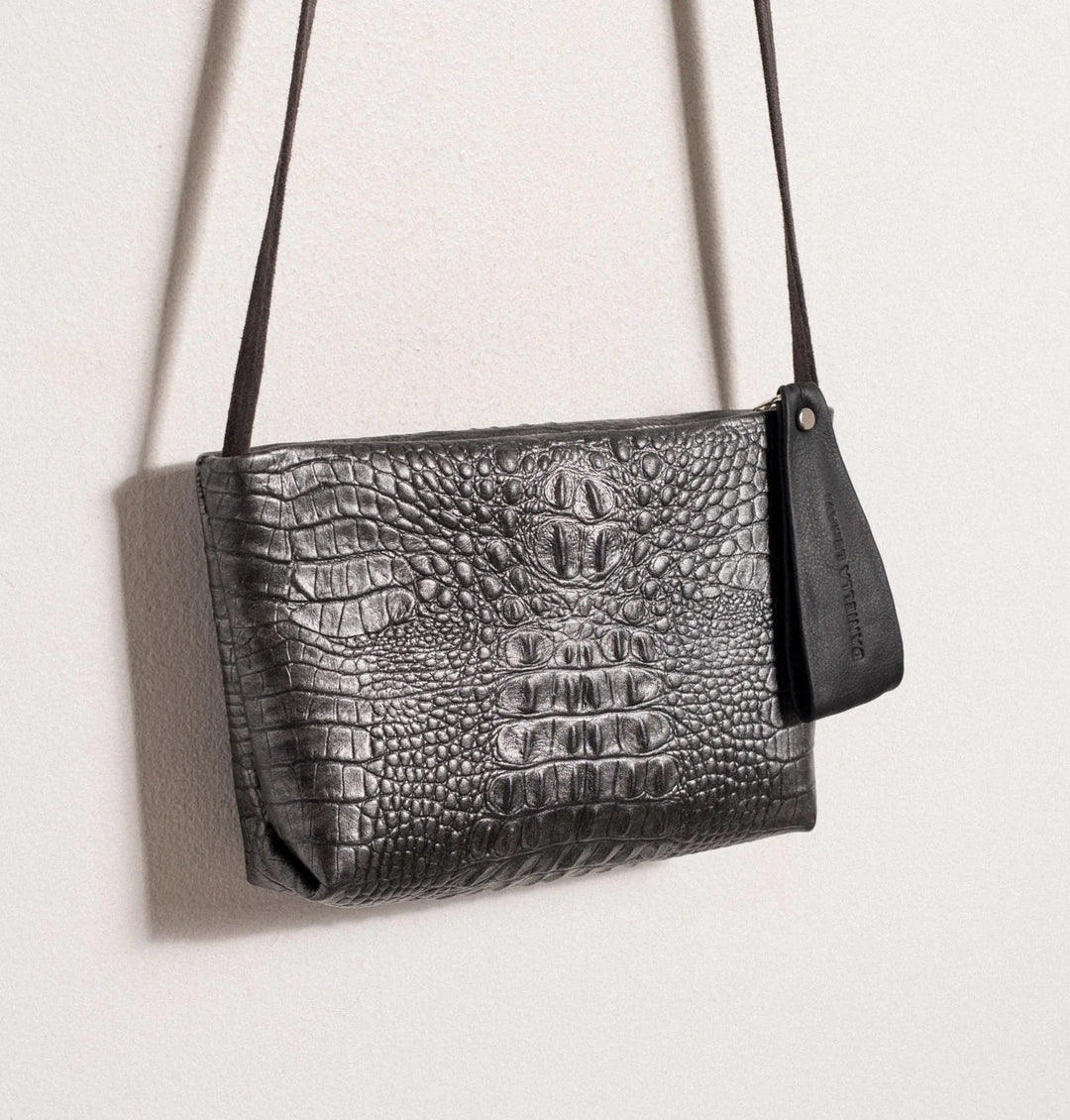 Daniella Lehavi Vega Small Clutch  - Pewter Croco