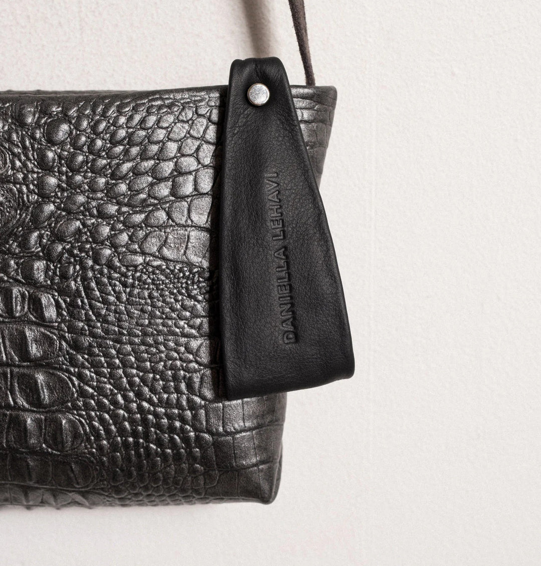 Daniella Lehavi Vega Small Clutch  - Pewter Croco