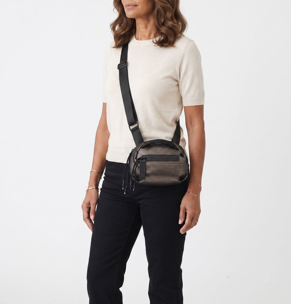 Daniella Lehavi Bonnie Mini Crossbody Bag in Metallic available at Barbara Katz