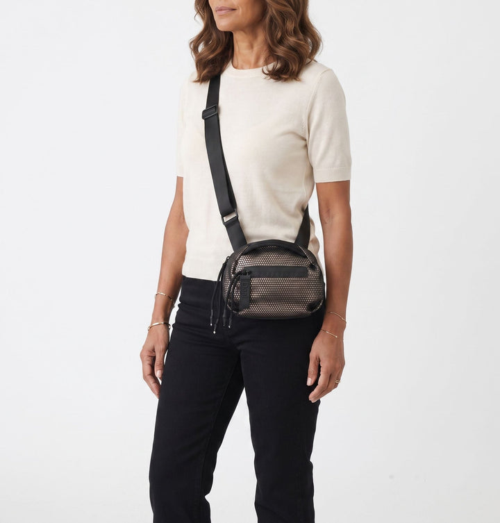Daniella Lehavi Bonnie Mini Crossbody Bag in Metallic available at Barbara Katz