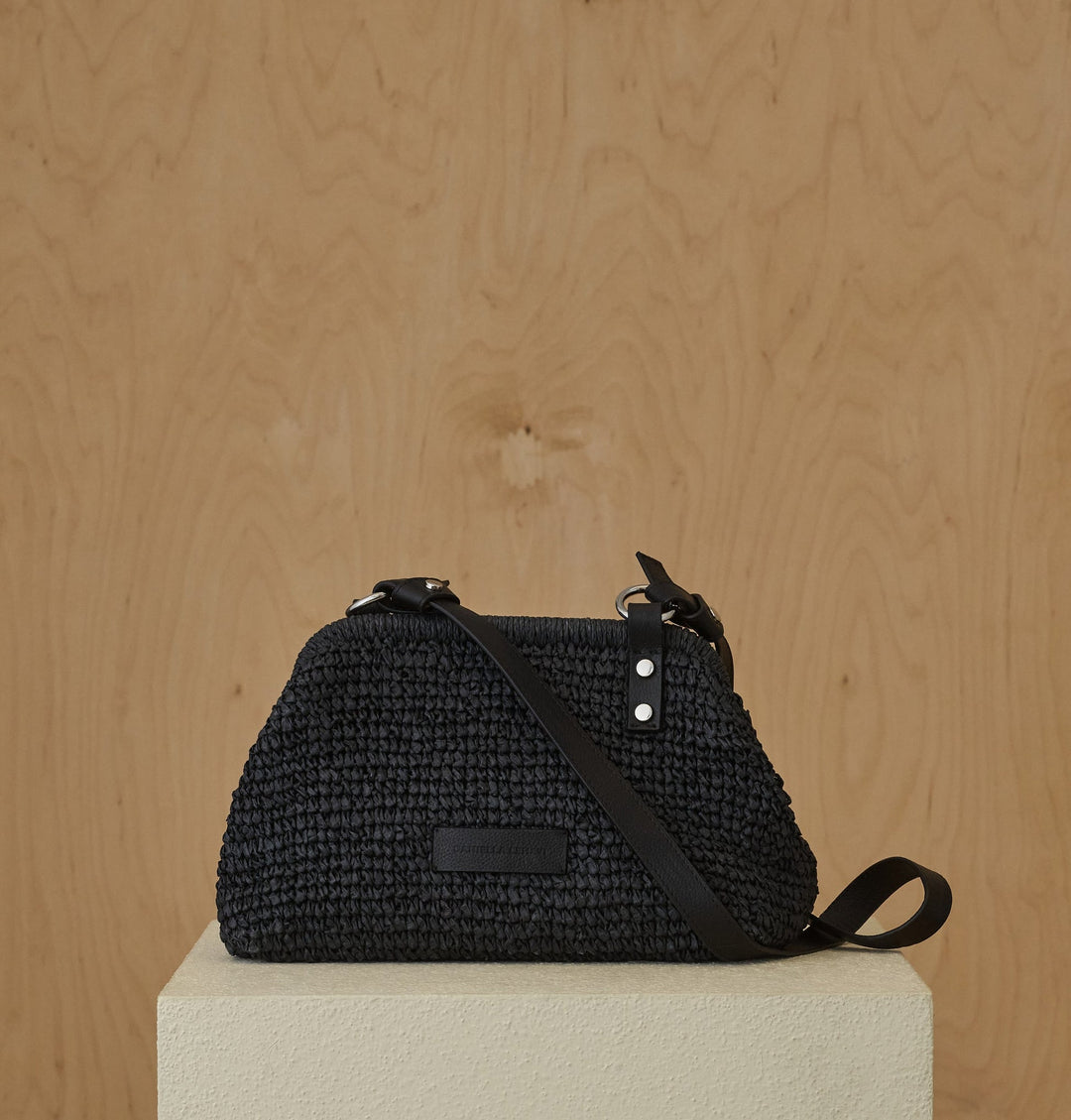 Daniella Lehavi Casablanca Small Clutch Bag in Black Straw available at Barbara Katz