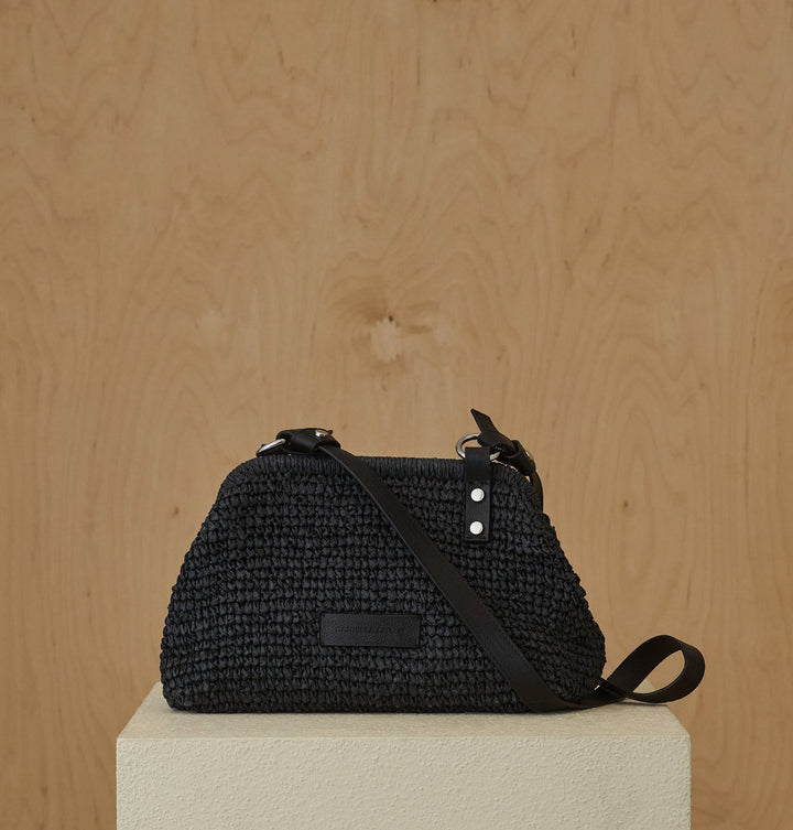 Daniella Lehavi Casablanca Small Clutch Bag in Black Straw available at Barbara Katz