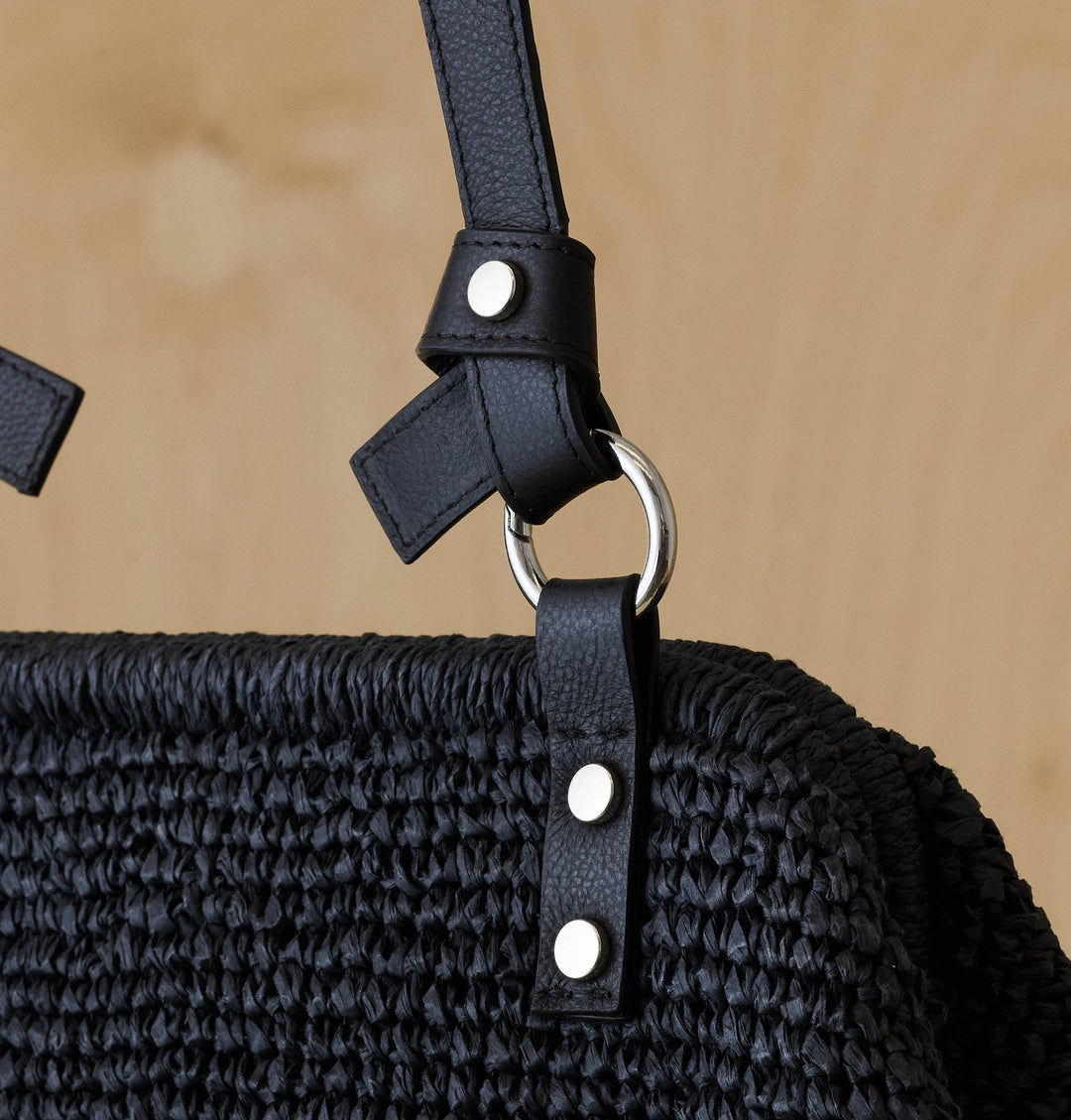 Daniella Lehavi Casablanca Small Clutch Bag in Black Straw available at Barbara Katz