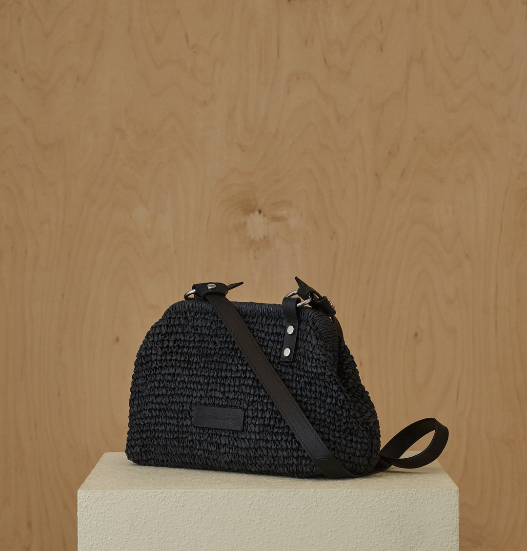Daniella Lehavi Casablanca Small Clutch Bag in Black Straw available at Barbara Katz