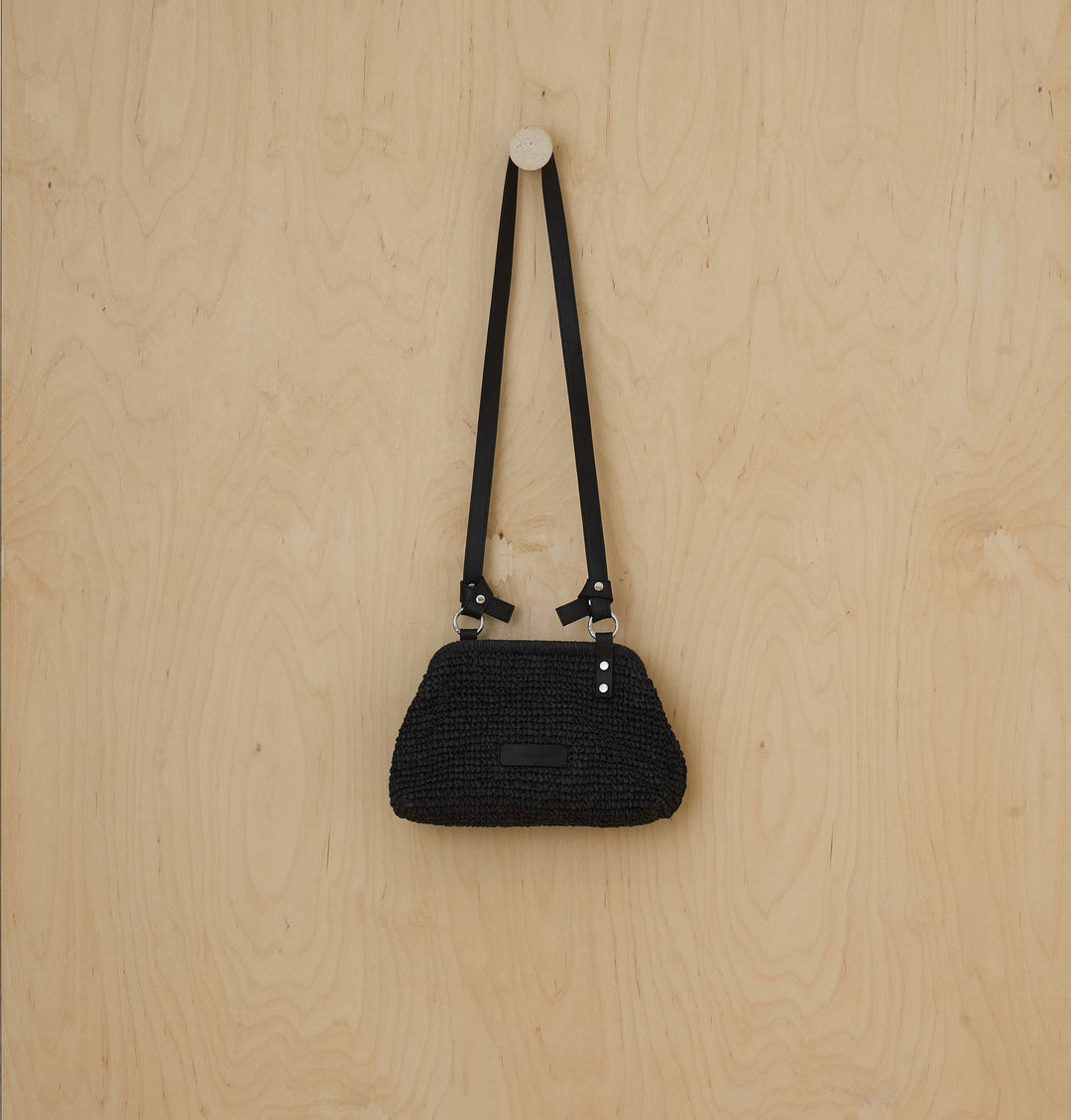 Daniella Lehavi Casablanca Small Clutch Bag in Black Straw available at Barbara Katz