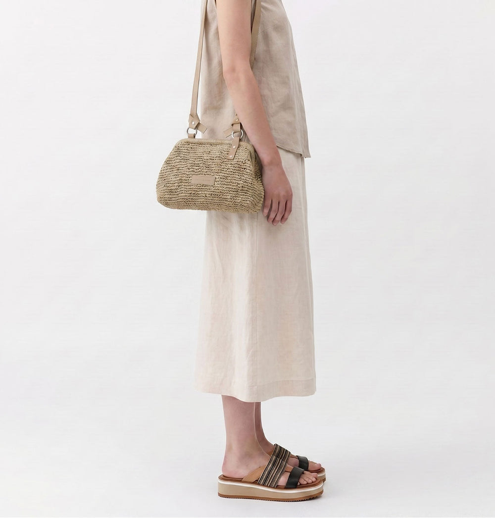 Daniella Lehavi Casablanca Small Clutch Bag in Seaweed Straw available at Barbara Katz