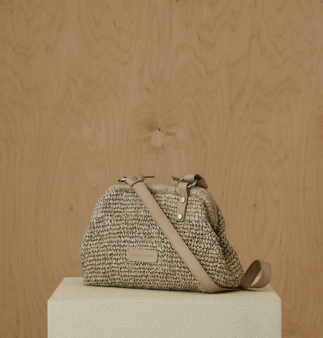 Daniella Lehavi Casablanca Small Clutch Bag in Seaweed Straw available at Barbara Katz