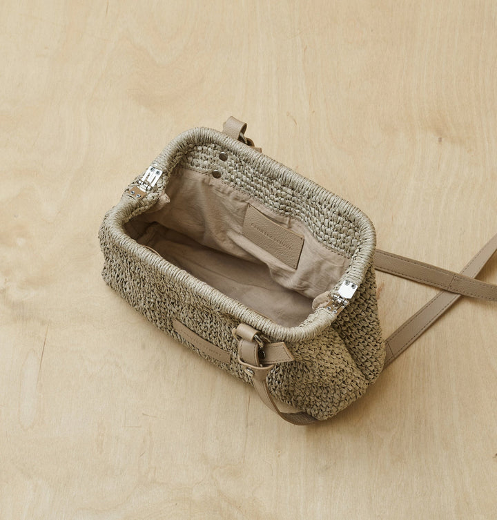 Daniella Lehavi Casablanca Small Clutch Bag in Seaweed Straw available at Barbara Katz