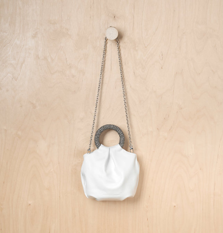 Daniella Lehavi Eve Wristlet Bag in Linear White available at Barbara Katz