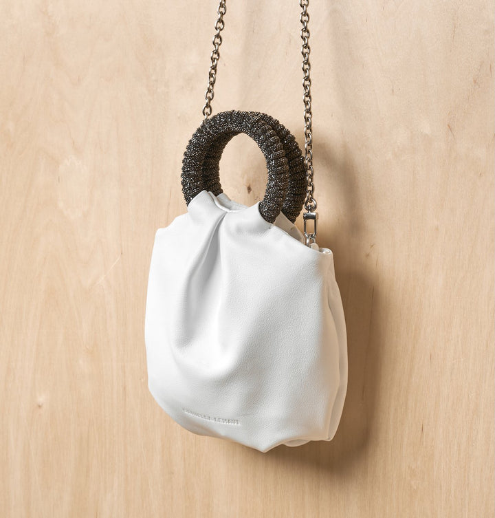 Daniella Lehavi Eve Wristlet Bag in Linear White available at Barbara Katz