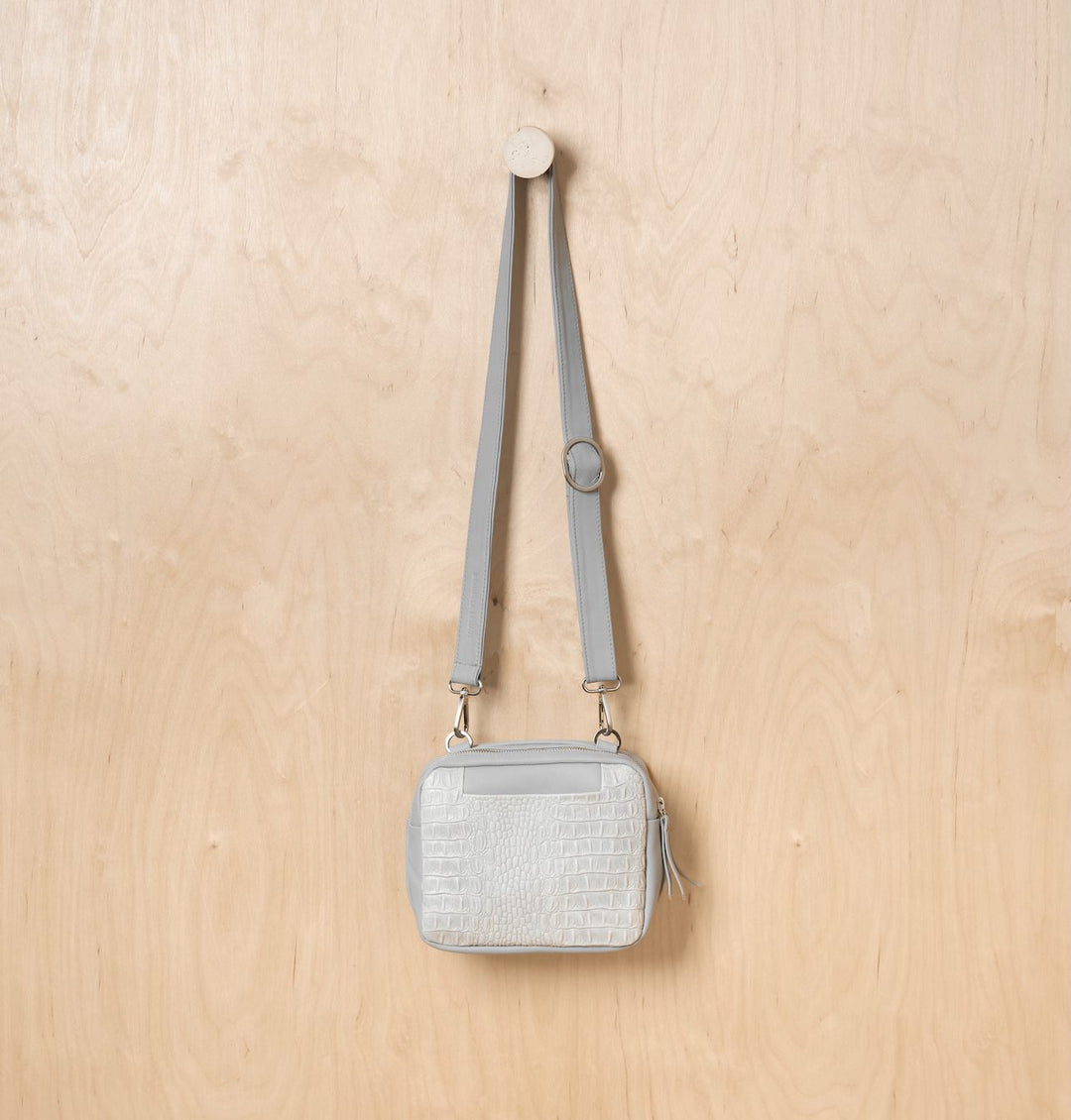 Daniella Lehavi Louise Mini Bag in Ice Croco available at Barbara Katz