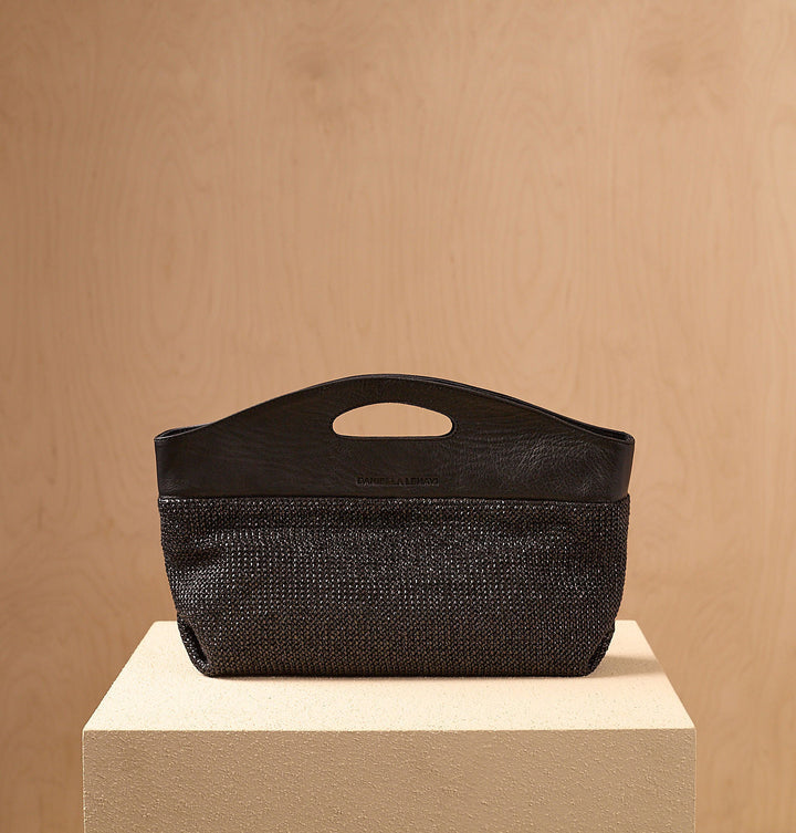 Daniella Lehavi Ocean Maxi Clutch in Black Straw available at Barbara Katz