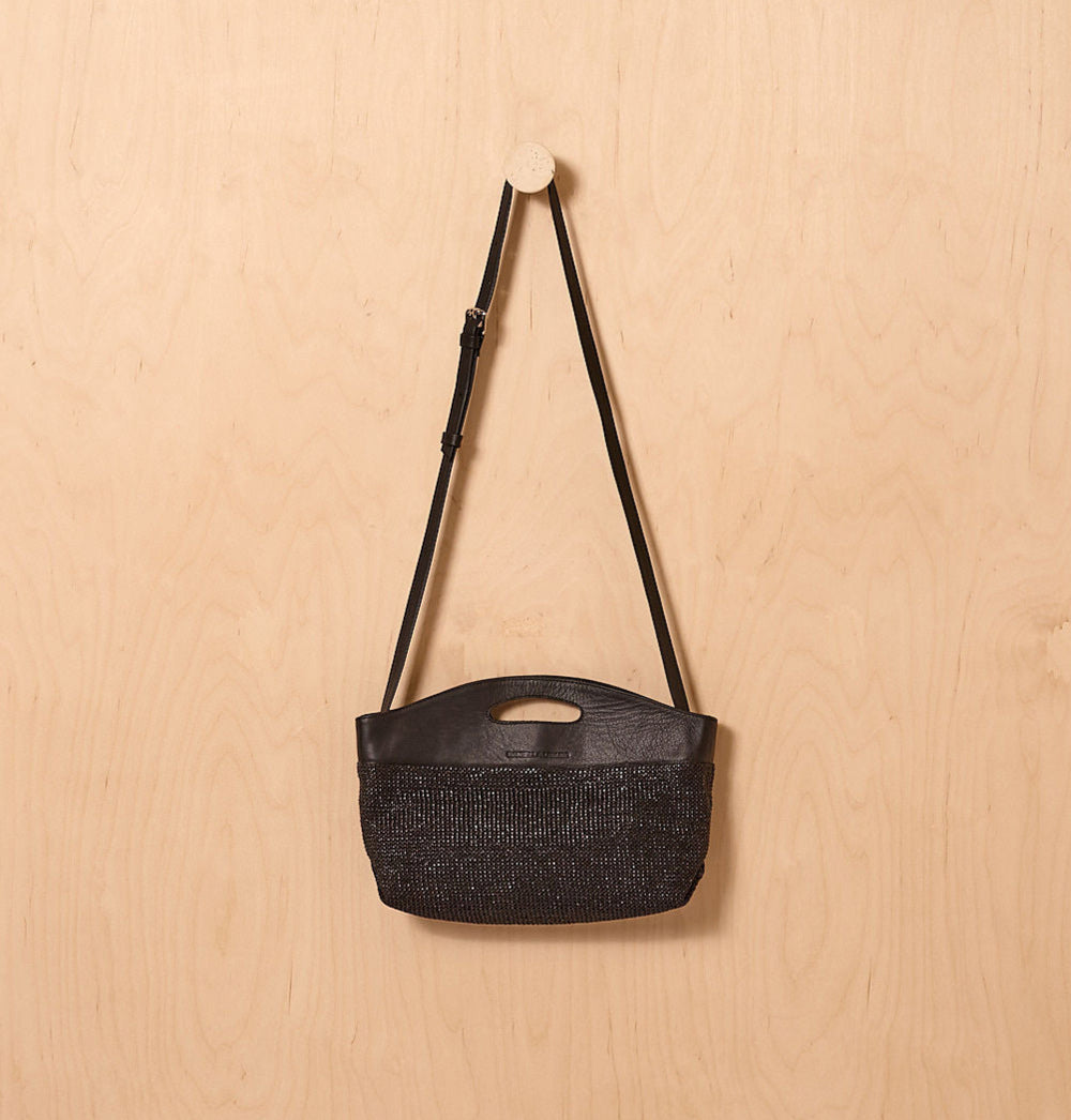 Daniella Lehavi Ocean Maxi Clutch in Black Straw available at Barbara Katz