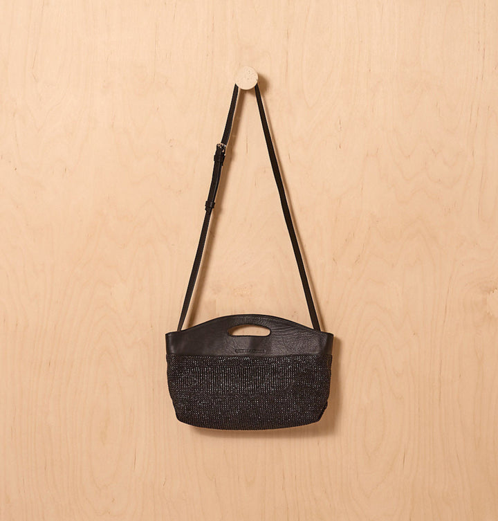 Daniella Lehavi Ocean Maxi Clutch in Black Straw available at Barbara Katz