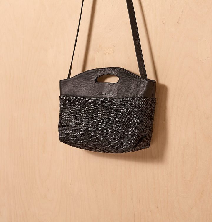 Daniella Lehavi Ocean Maxi Clutch in Black Straw available at Barbara Katz