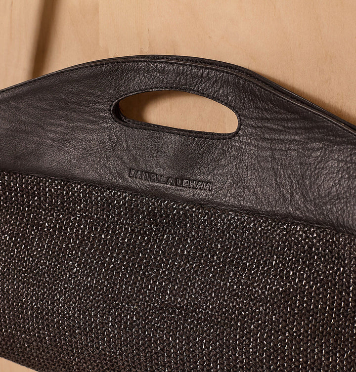 Daniella Lehavi Ocean Maxi Clutch in Black Straw available at Barbara Katz