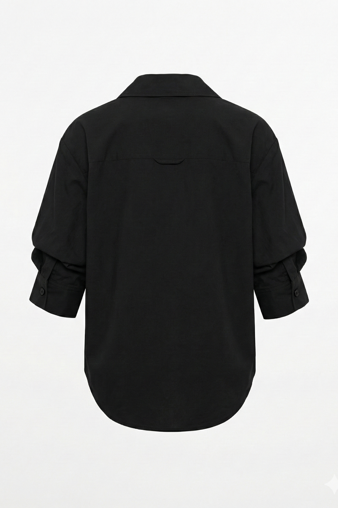 Adroit Atelier Daria Button-Front Shirt With Ruched Sleeves in Black available at Barbara Katz