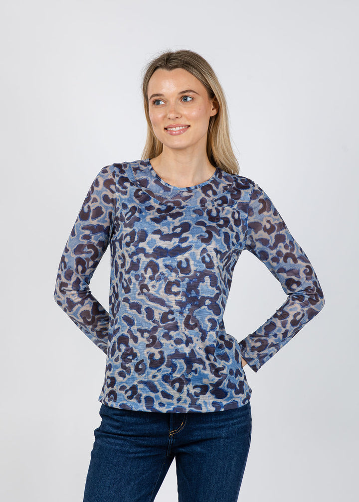 David Cline Giselle Mesh Crew Top in Nickle available at Barbara Katz