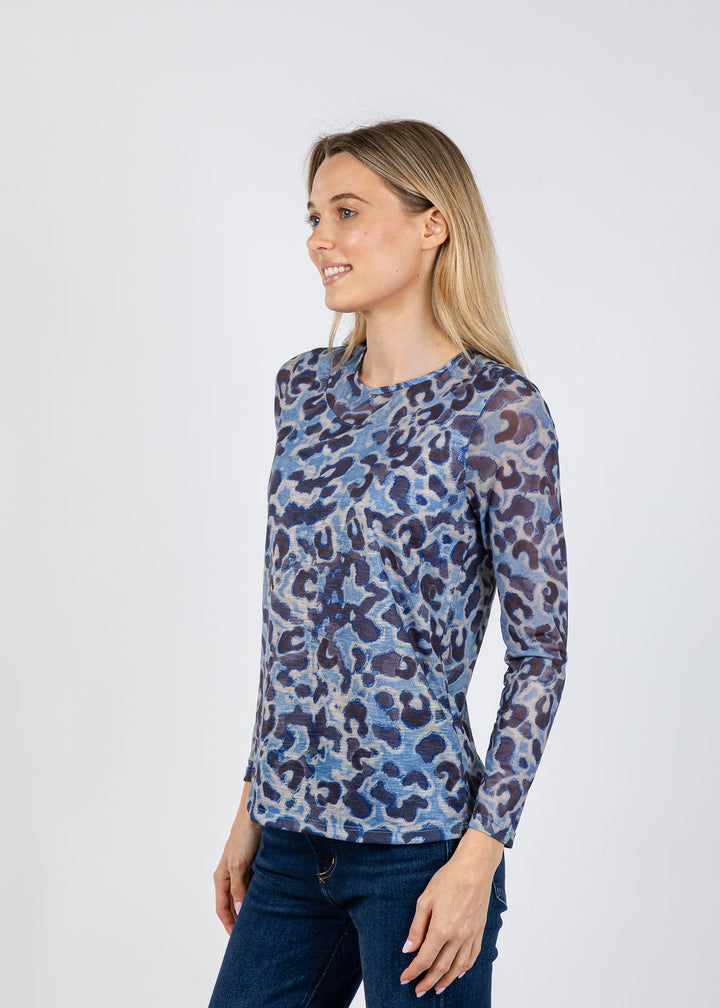 David Cline Giselle Mesh Crew Top in Nickle available at Barbara Katz