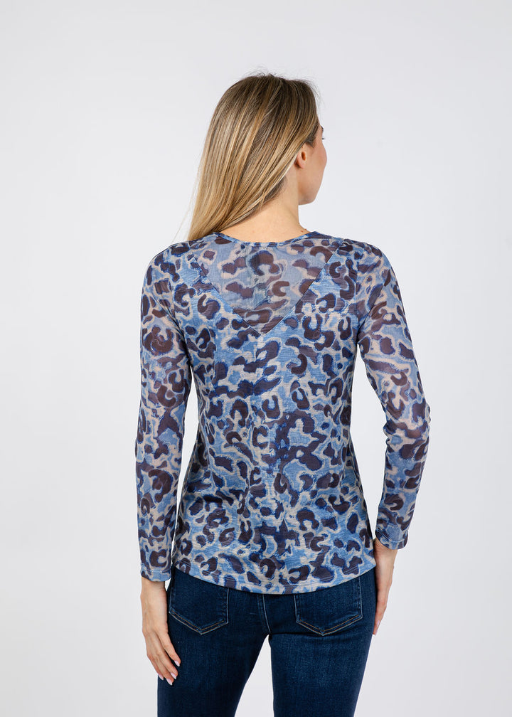 David Cline Giselle Mesh Crew Top in Nickle available at Barbara Katz