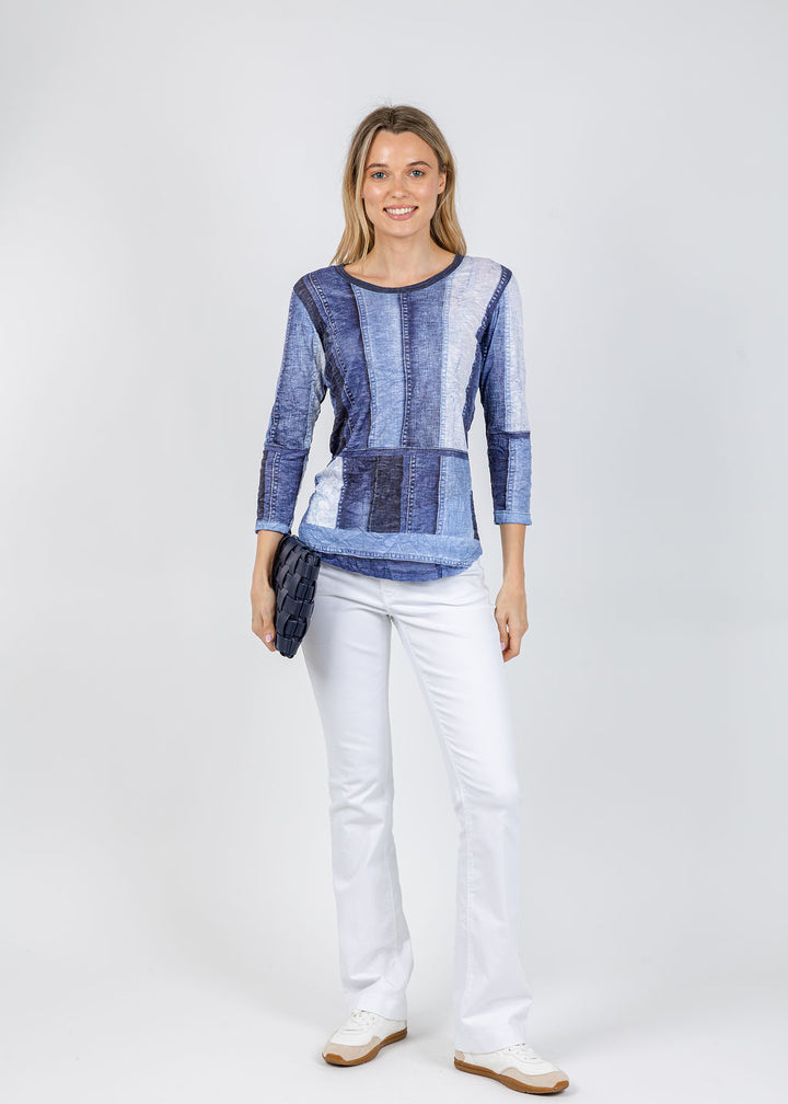 David Cline June Crew Neck Top in Denim available at Barbara Katz