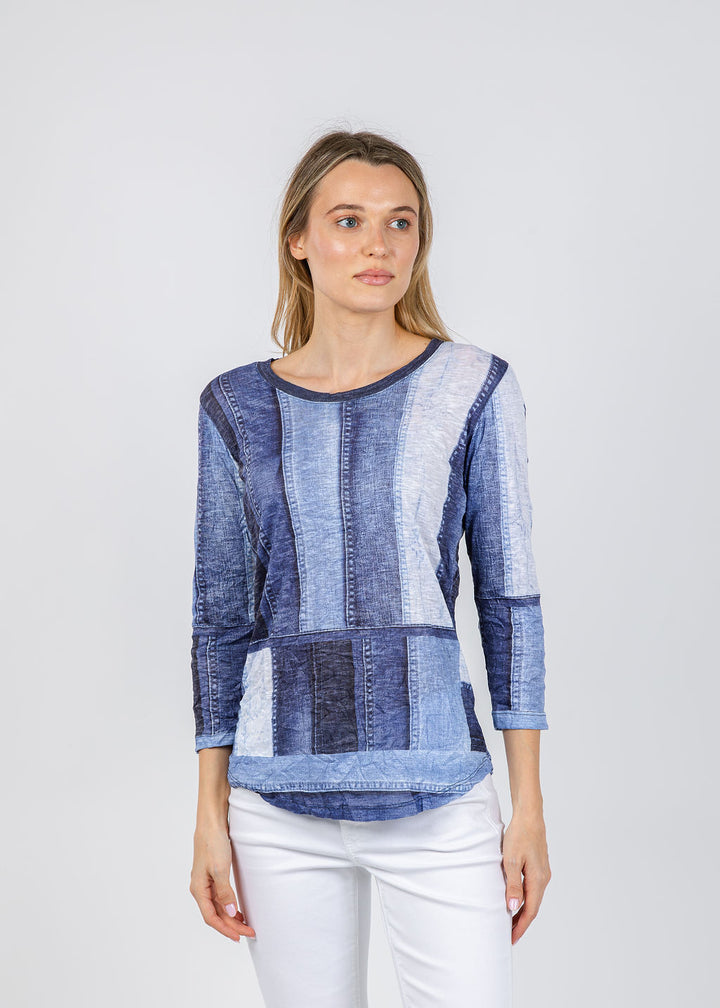 David Cline June Crew Neck Top in Denim available at Barbara Katz