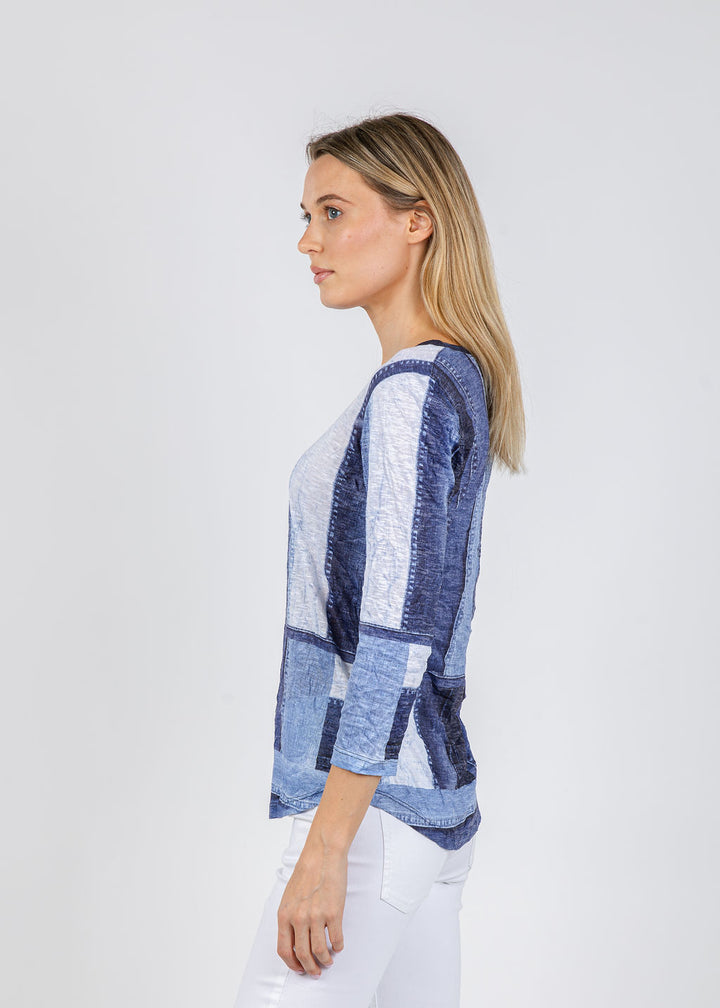 David Cline June Crew Neck Top in Denim available at Barbara Katz