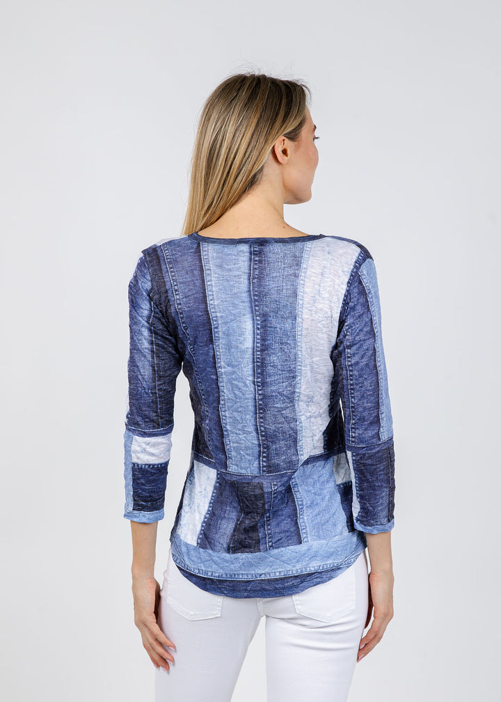 David Cline June Crew Neck Top in Denim available at Barbara Katz