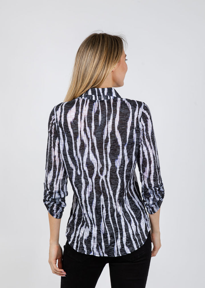 David Cline Roll Sleeve Shirt in Lead available at Barbara Katz