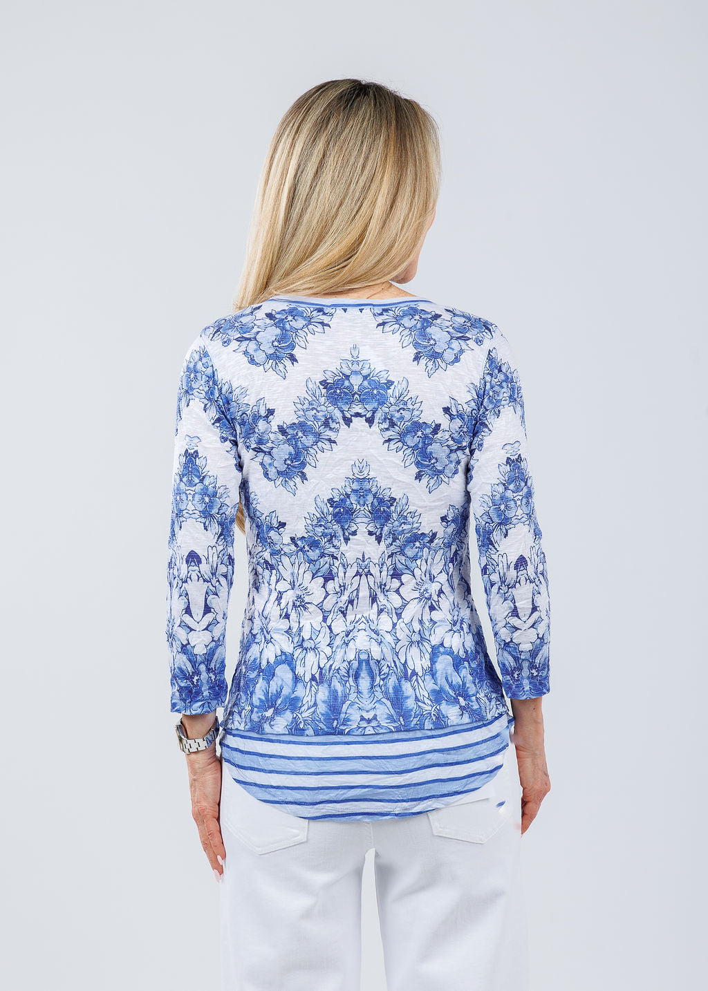 David Cline Christi Double Crew Neck Top in Royal available at Barbara Katz