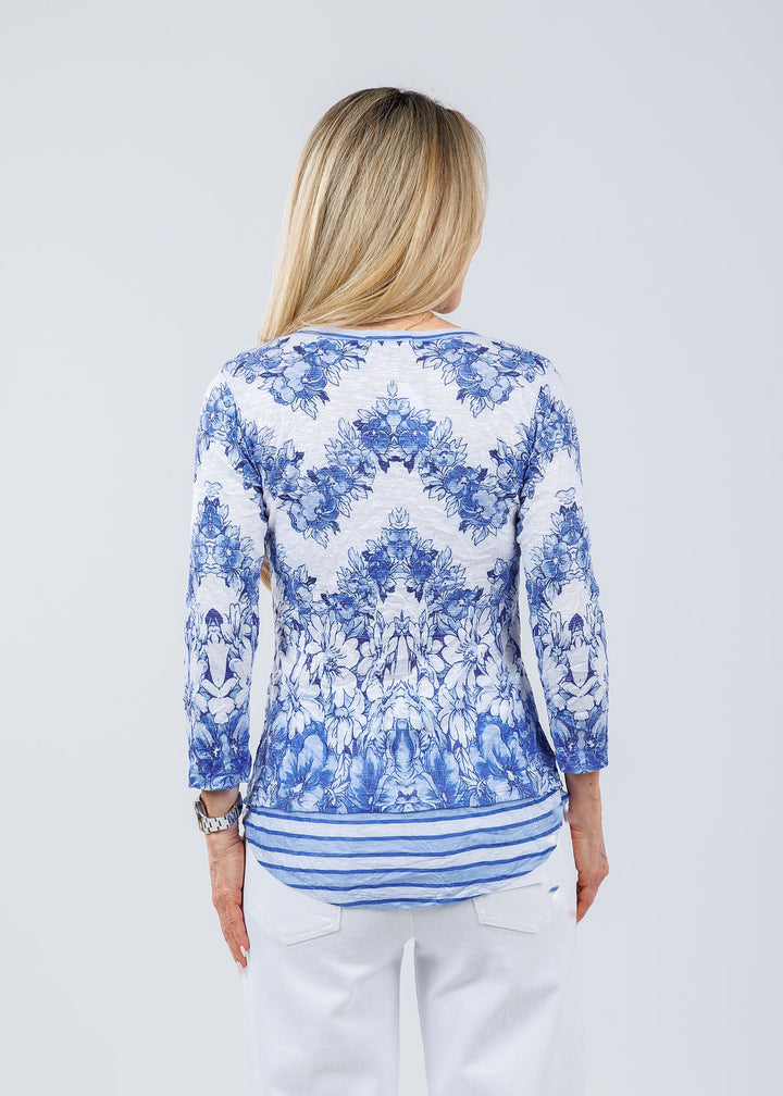 David Cline Christi Double Crew Neck Top in Royal available at Barbara Katz