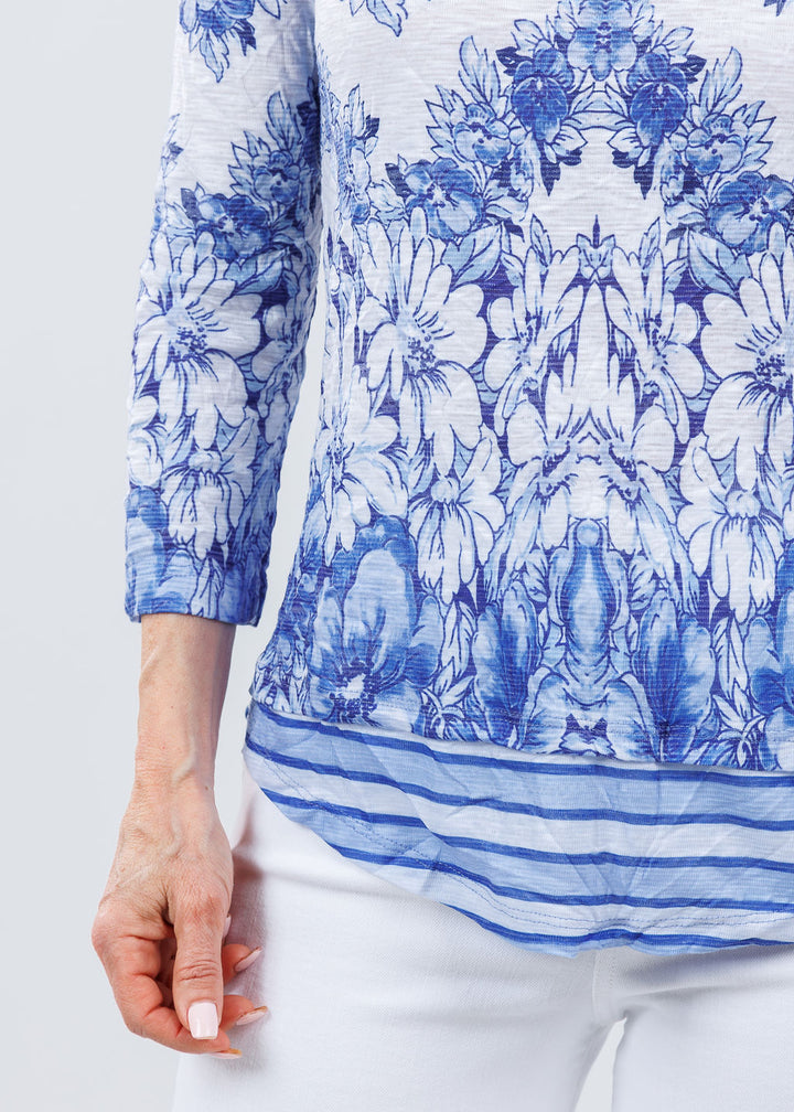 David Cline Christi Double Crew Neck Top in Royal available at Barbara Katz
