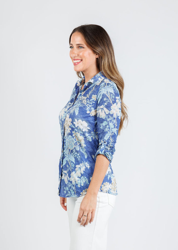 David Cline Enid Roll-Up Shirt in Azure available at Barbara Katz