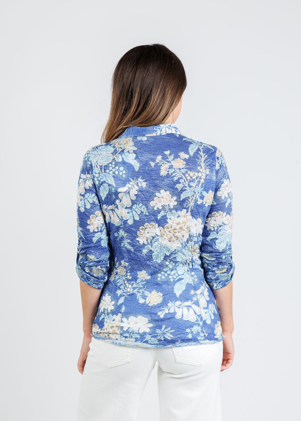 David Cline Enid Roll-Up Shirt in Azure available at Barbara Katz