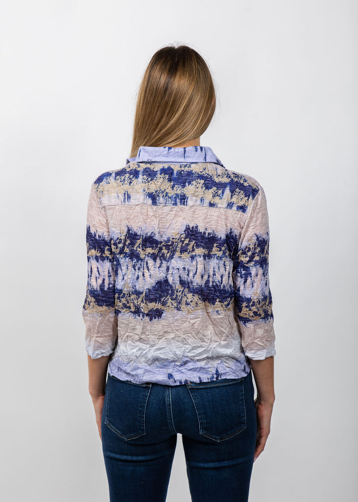 David Cline Evie Cropped Button Shirt in Iris available at Barbara Katz