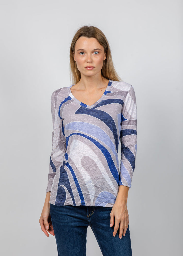 David Cline Lexi V-Neck Tee in Peri available at Barbara Katz