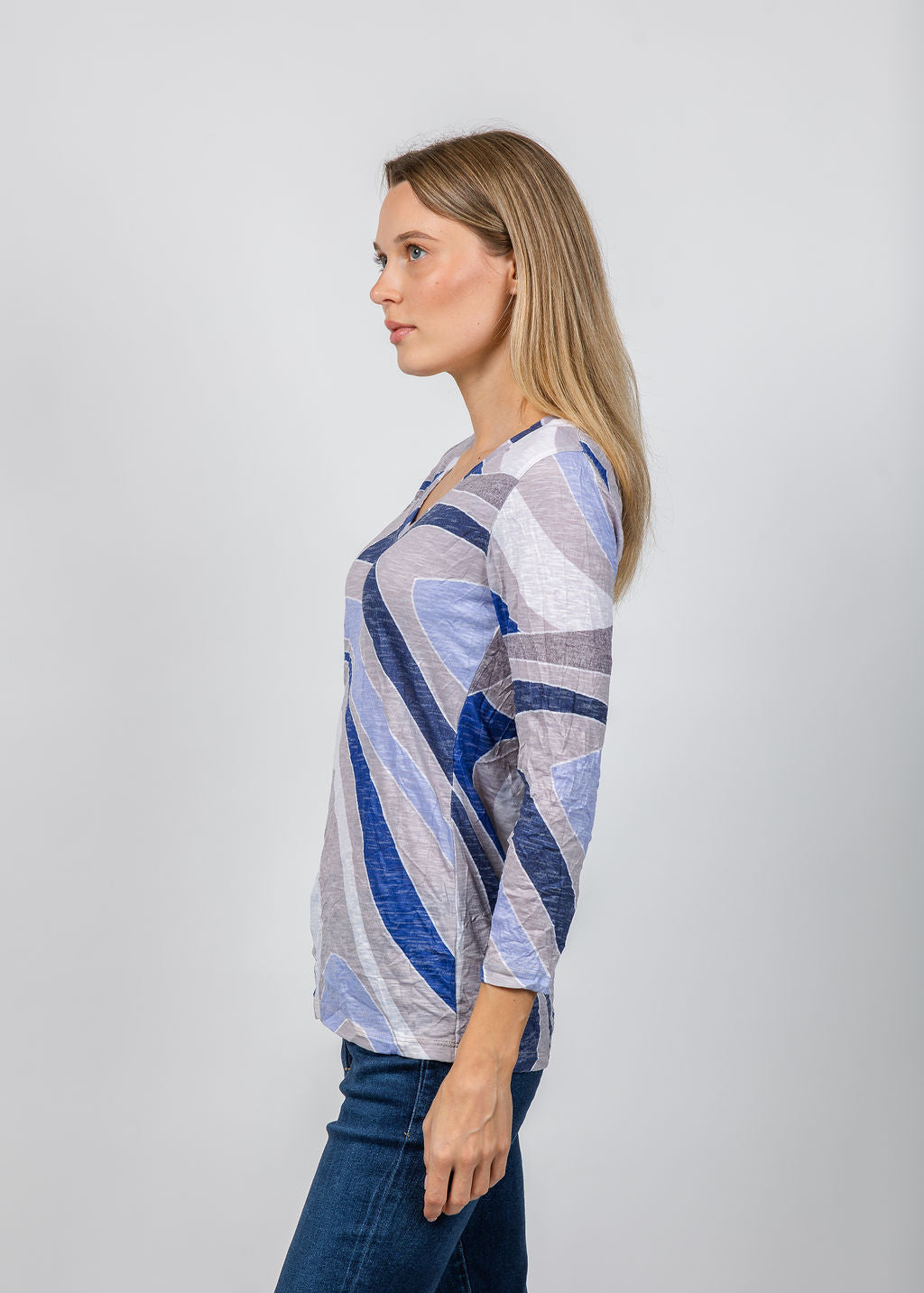 David Cline Lexi V-Neck Tee in Peri available at Barbara Katz