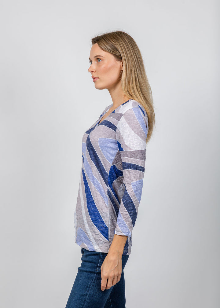 David Cline Lexi V-Neck Tee in Peri available at Barbara Katz