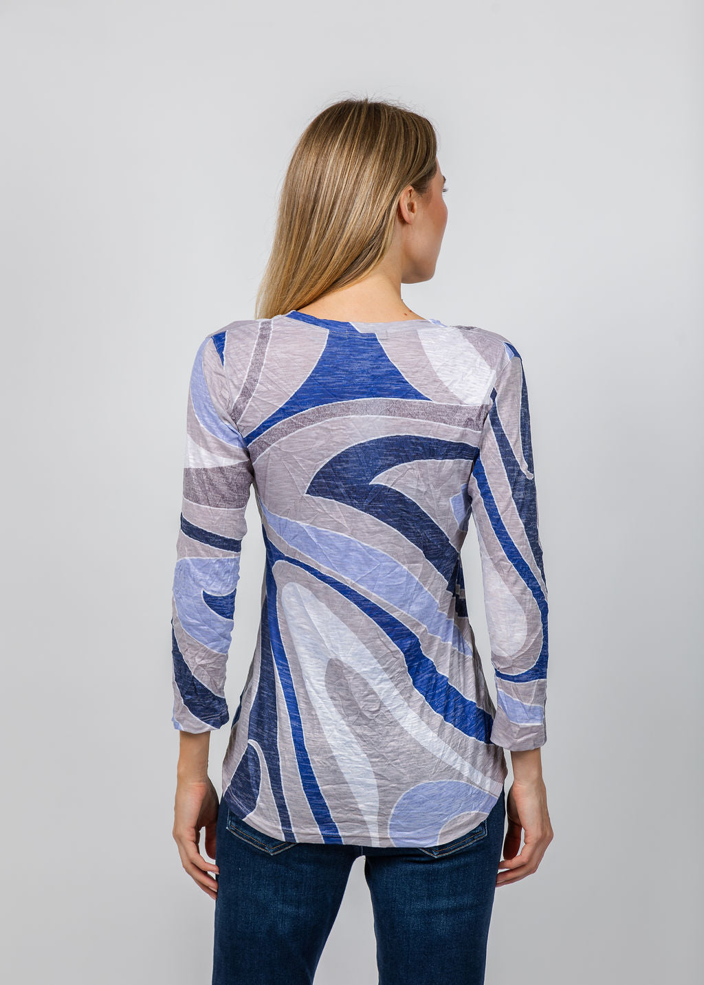 David Cline Lexi V-Neck Tee in Peri available at Barbara Katz