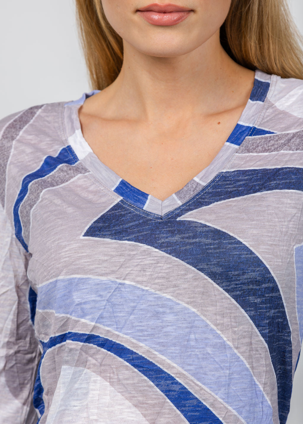 David Cline Lexi V-Neck Tee in Peri available at Barbara Katz