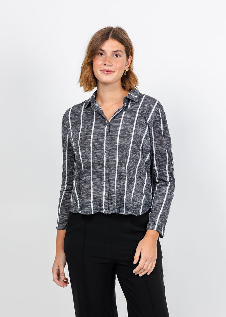 David Cline Lyra Crop Shirt in Carbon available at Brabara Katz