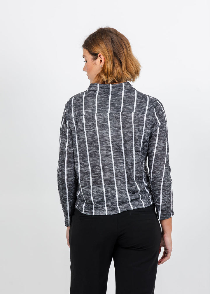 David Cline Lyra Crop Shirt in Carbon available at Brabara Katz
