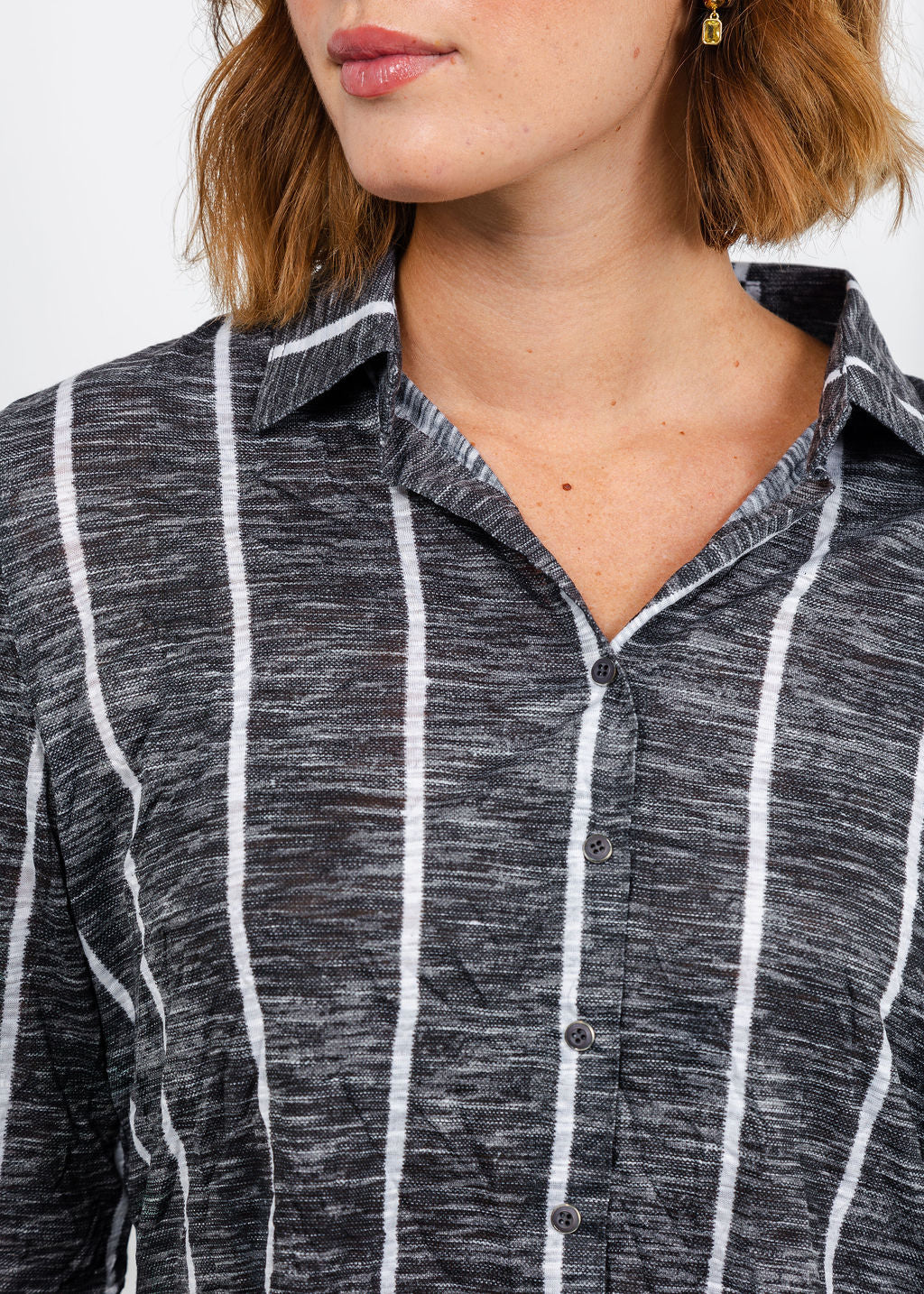 David Cline Lyra Crop Shirt in Carbon available at Brabara Katz