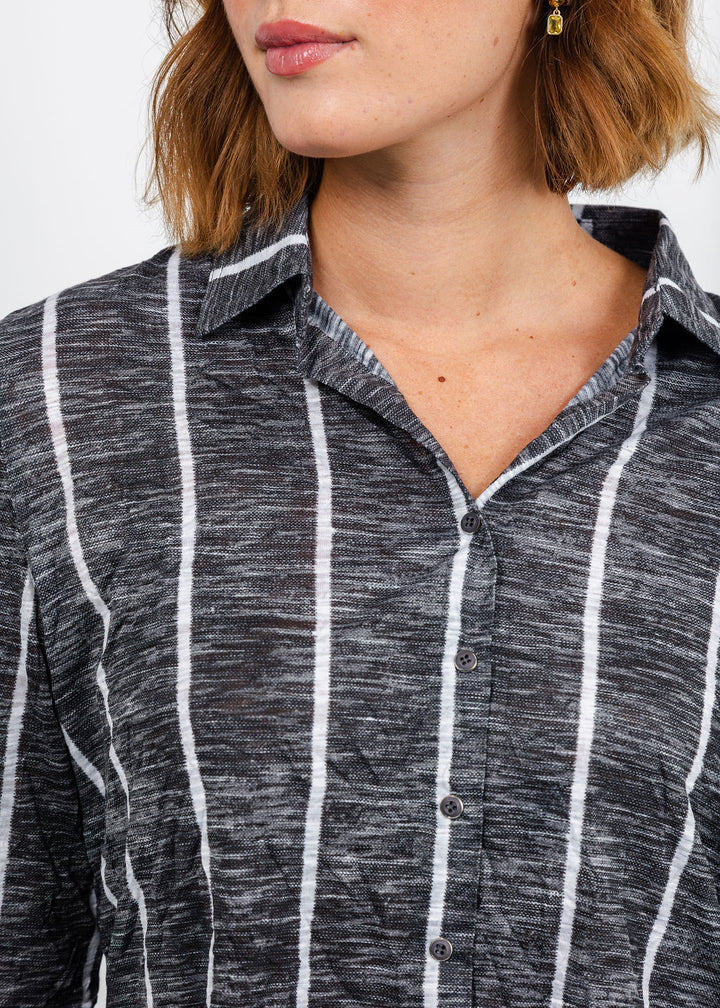 David Cline Lyra Crop Shirt in Carbon available at Brabara Katz