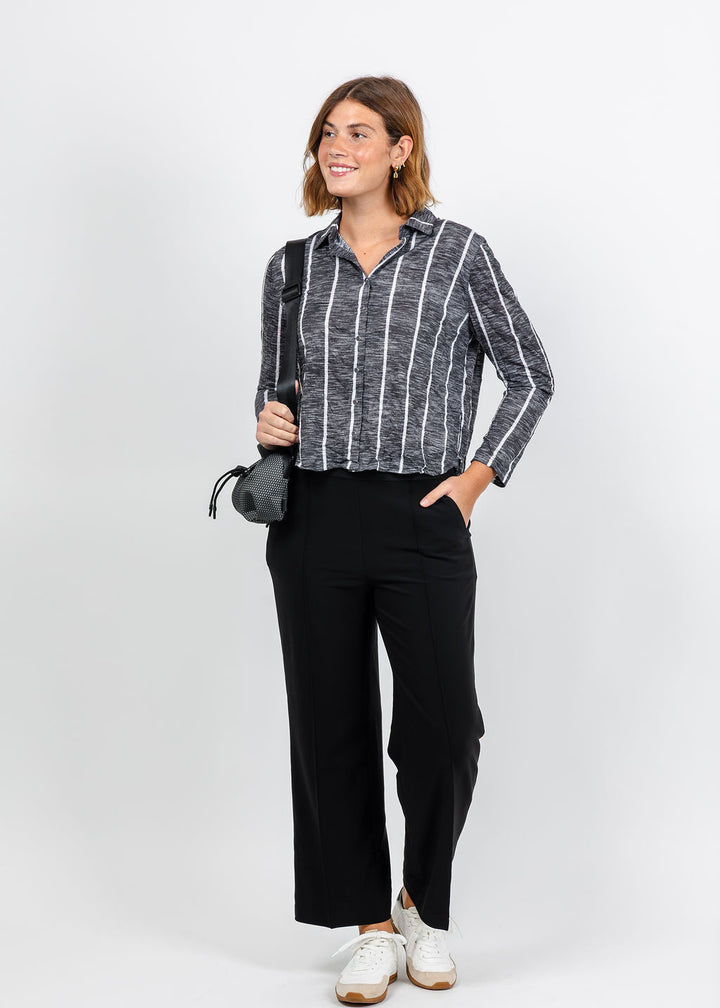 David Cline Lyra Crop Shirt in Carbon available at Brabara Katz