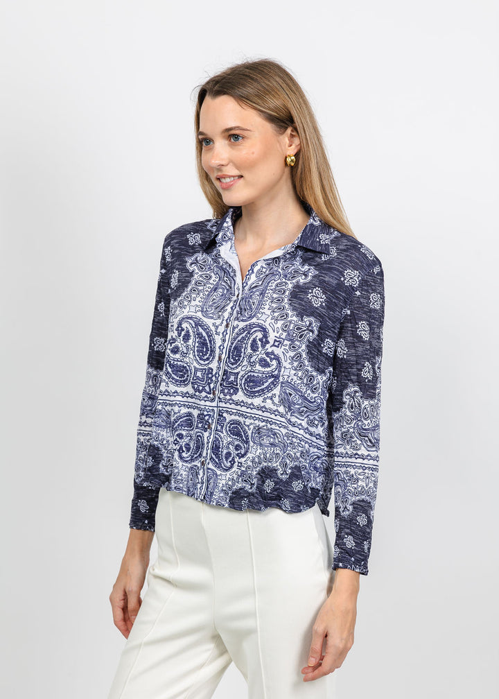 David Cline Lyra Crop Shirt in Ink available at Barbara Katz